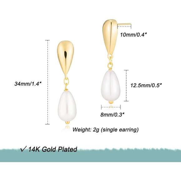 Pearl Drop Dangle Earrings for Women Bridal Bridesmaid Prom Wedding Jewelry Gift - Picture 5 of 5